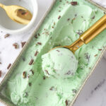 pan of mint chocolate chip ice cream