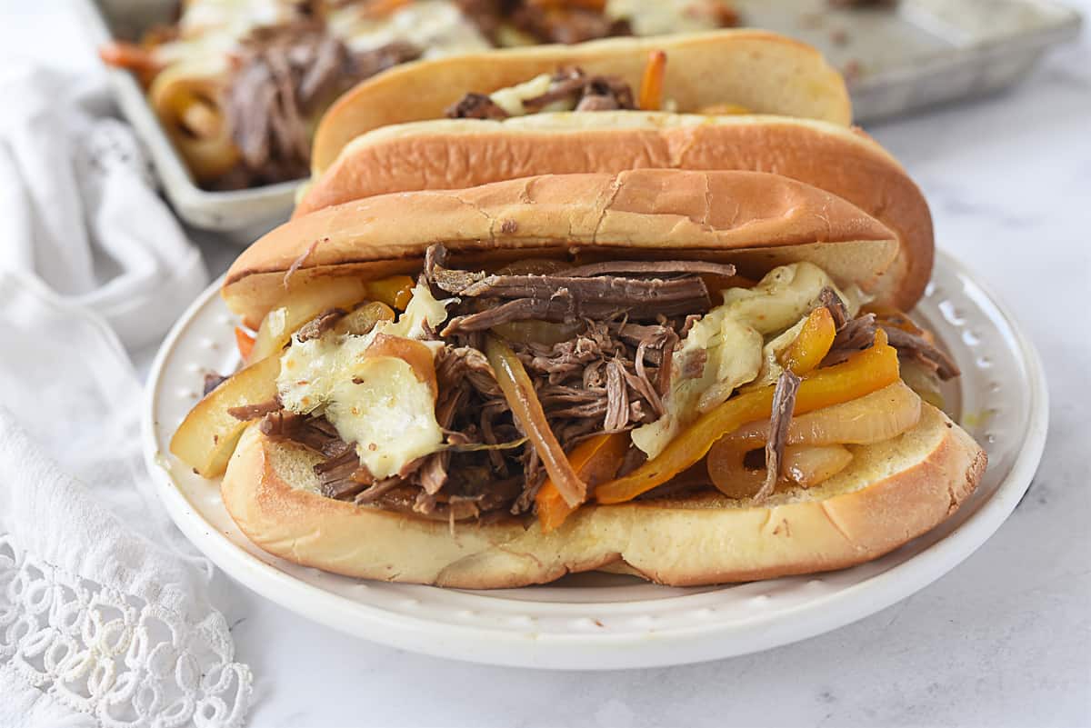 philly cheesesteak sandwich on a plate