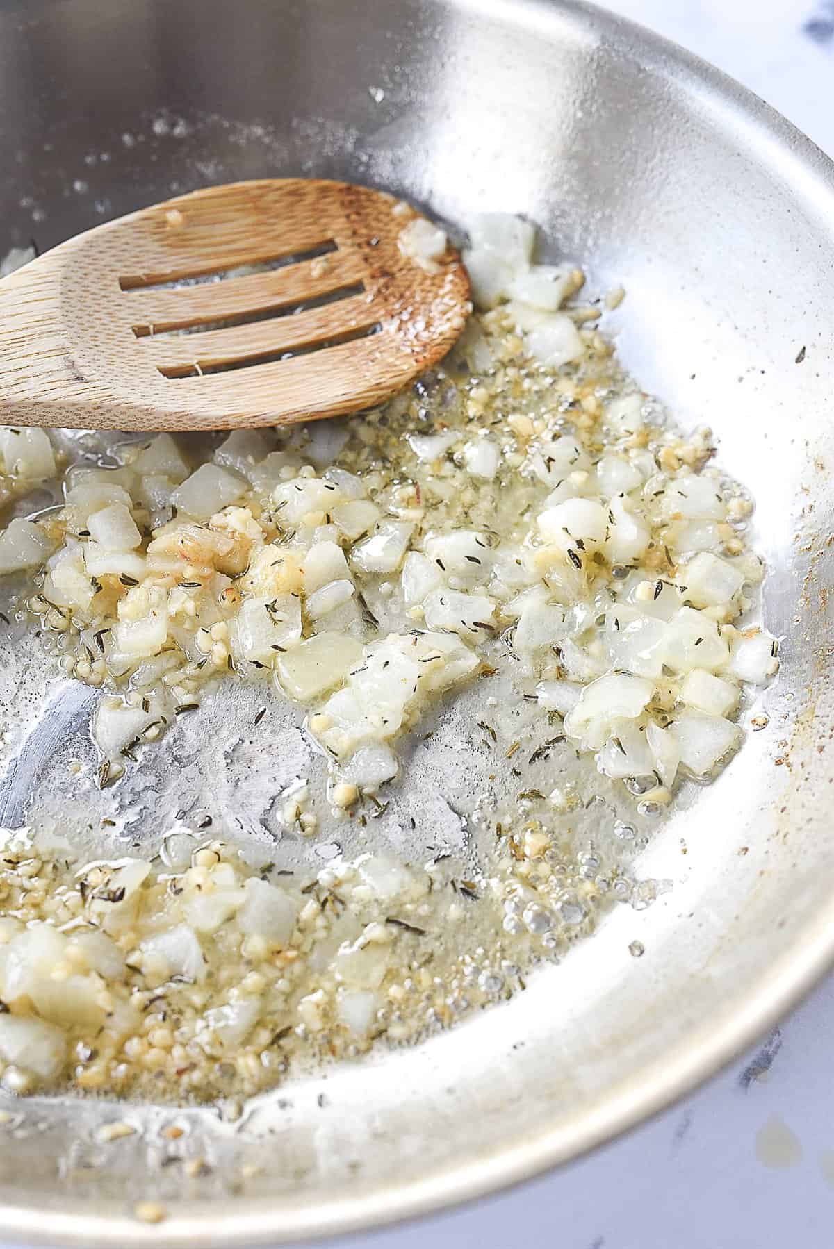 sauteed onion a pan