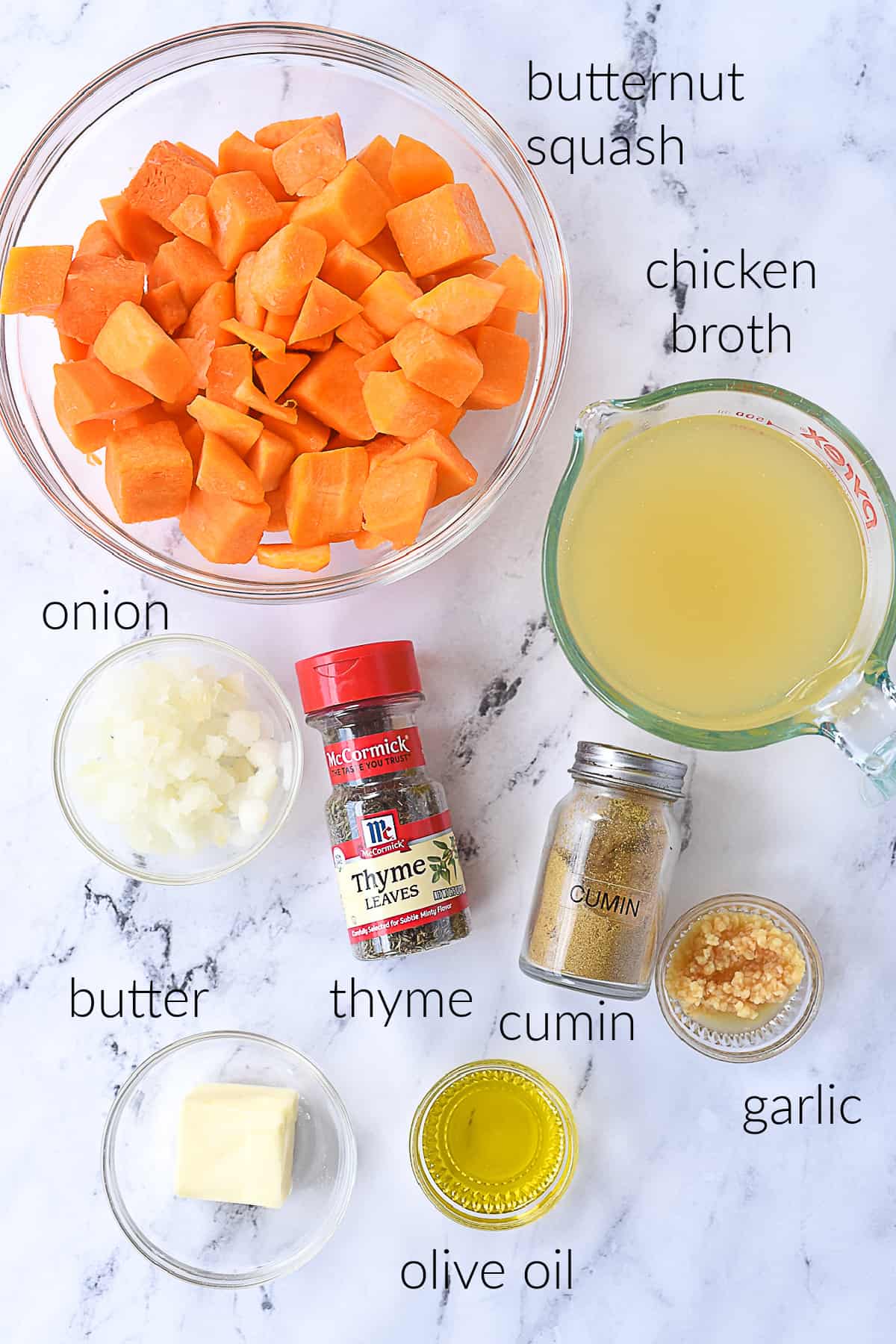 ingredients for butternut squash soup