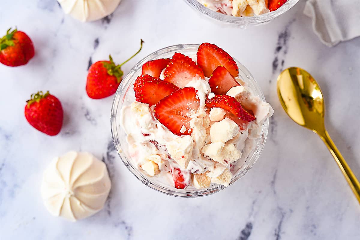 eton mess with strawberries on top