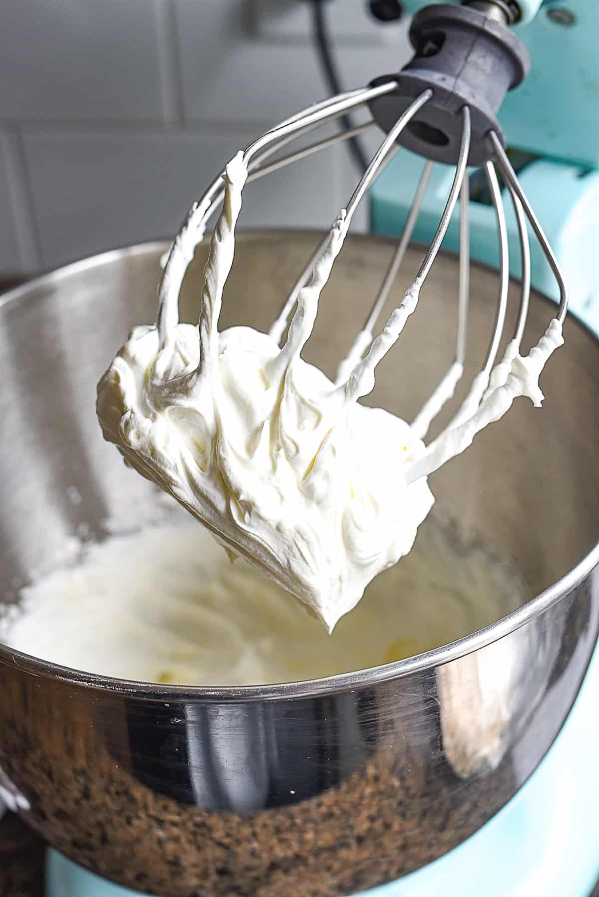 whipped crfeam on whisk