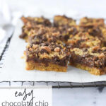 chocolate chip toffee bars cooling on rack