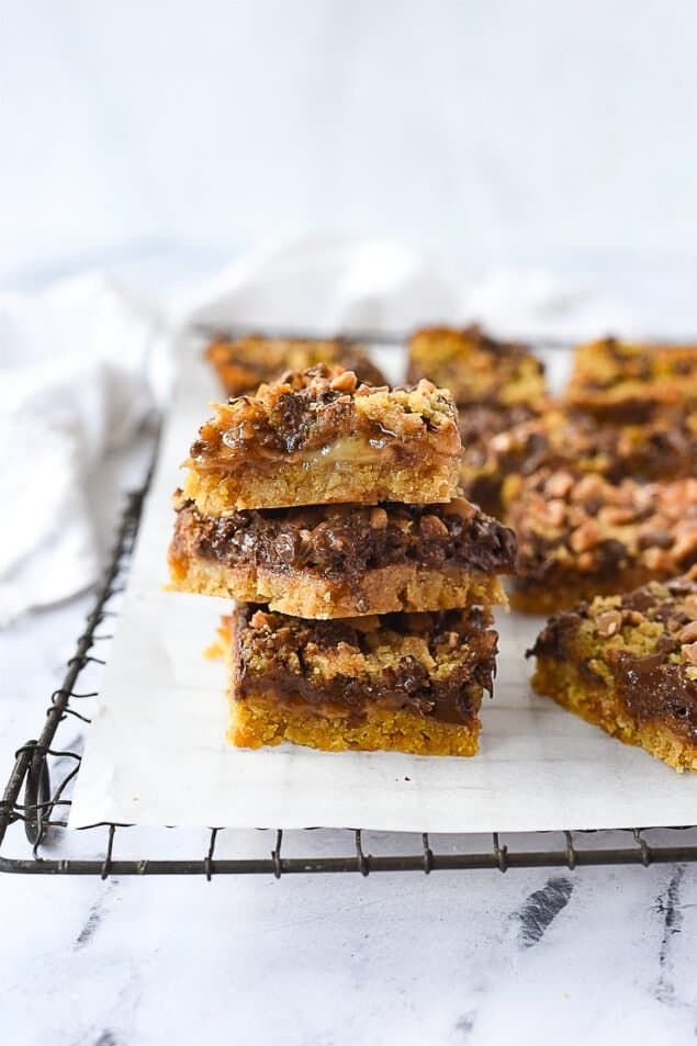 stack of chocolate chip toffee bars