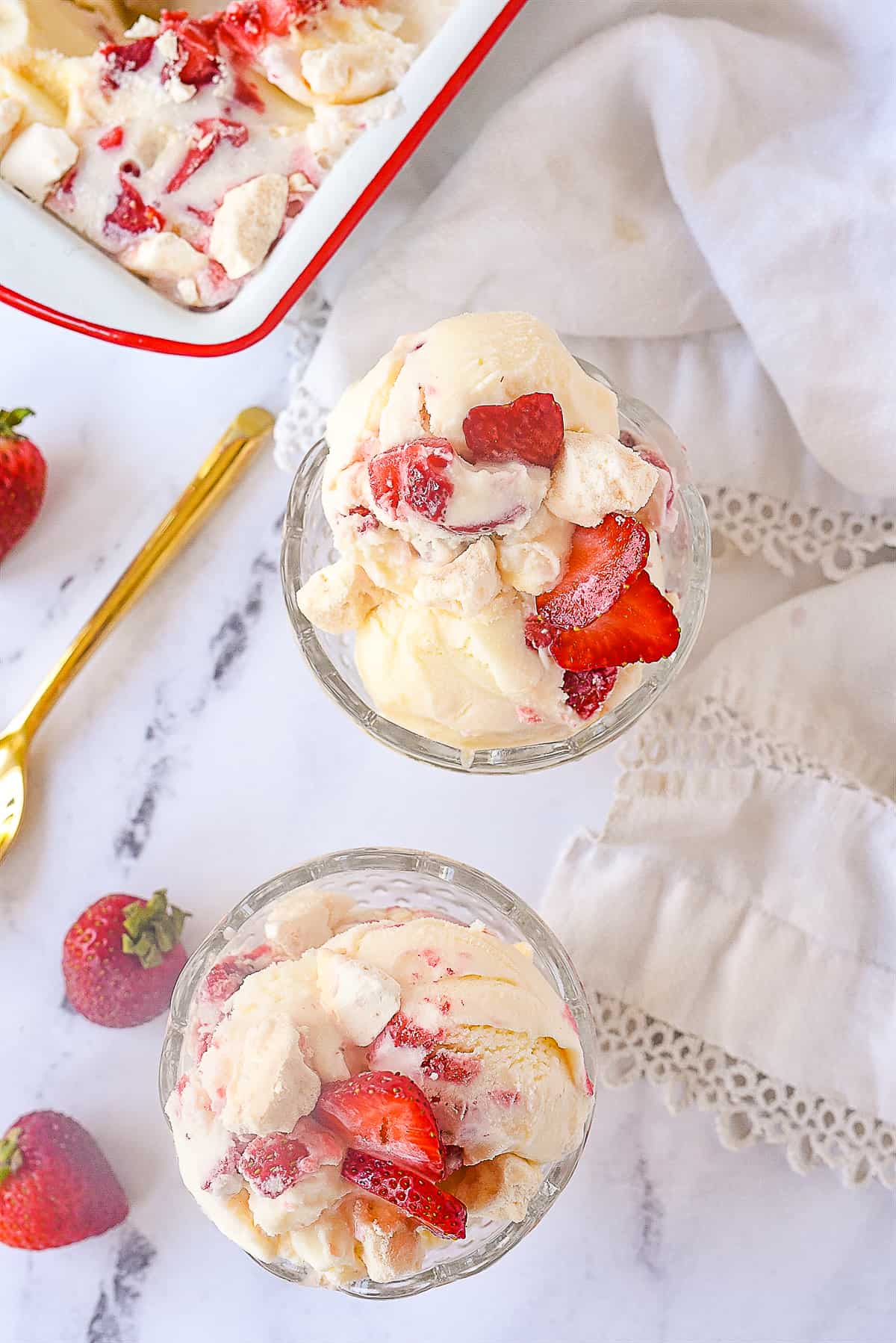 overhead shot of eton mess ice cream