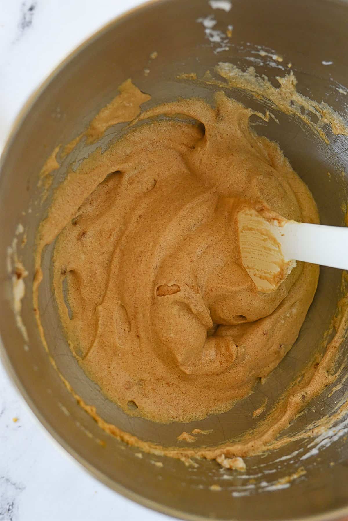 brown sugar meringue in bowl.