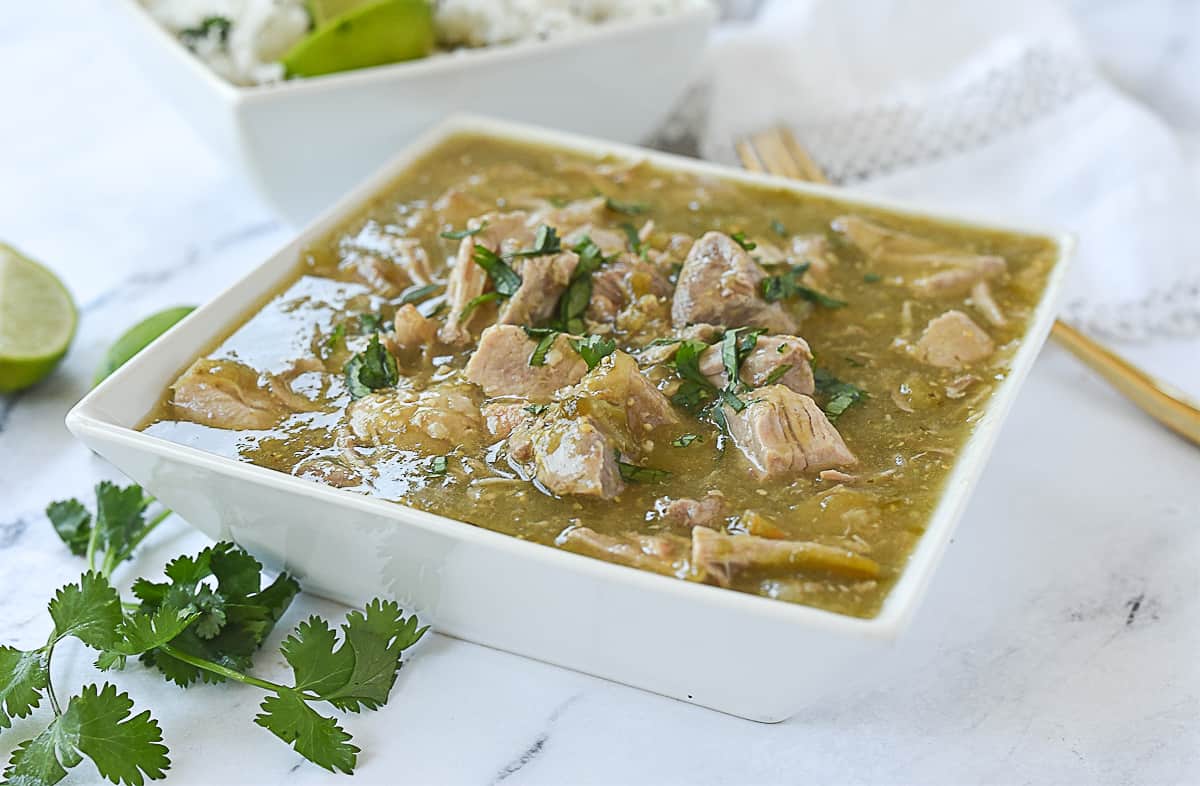 bowl of pork chile verde