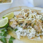 plate of slow cooker chile verde over rice