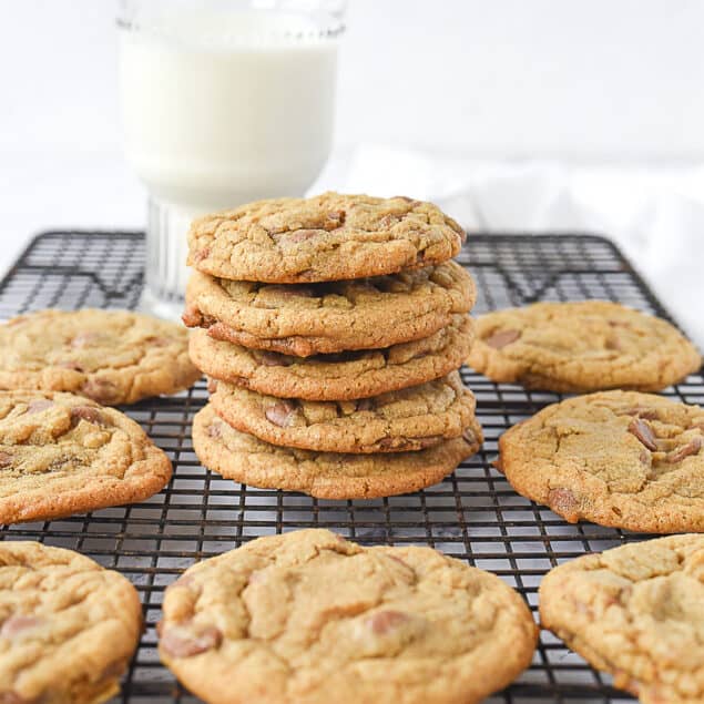 pile of whole wheat chocolate chip cookies