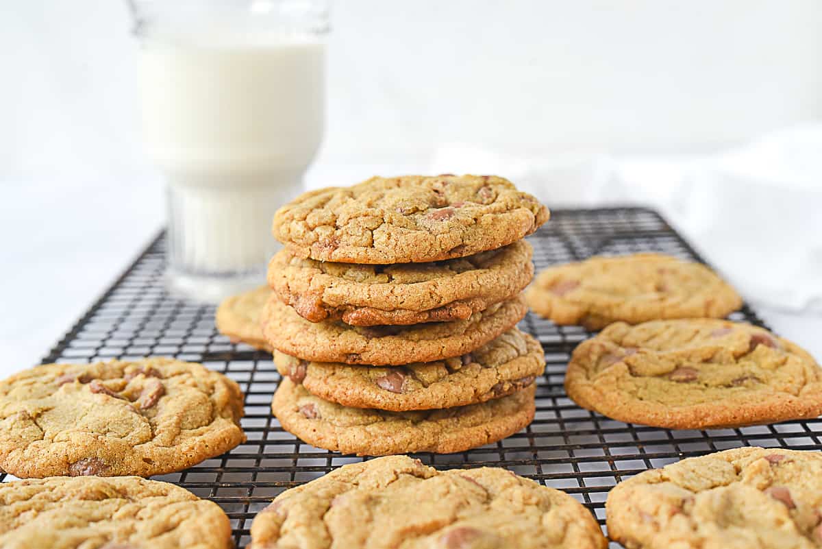 stack of whole wheat chocolate chip cookies