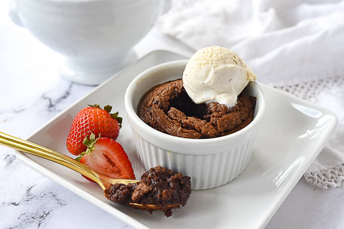 nutella brownie with ice cream on top