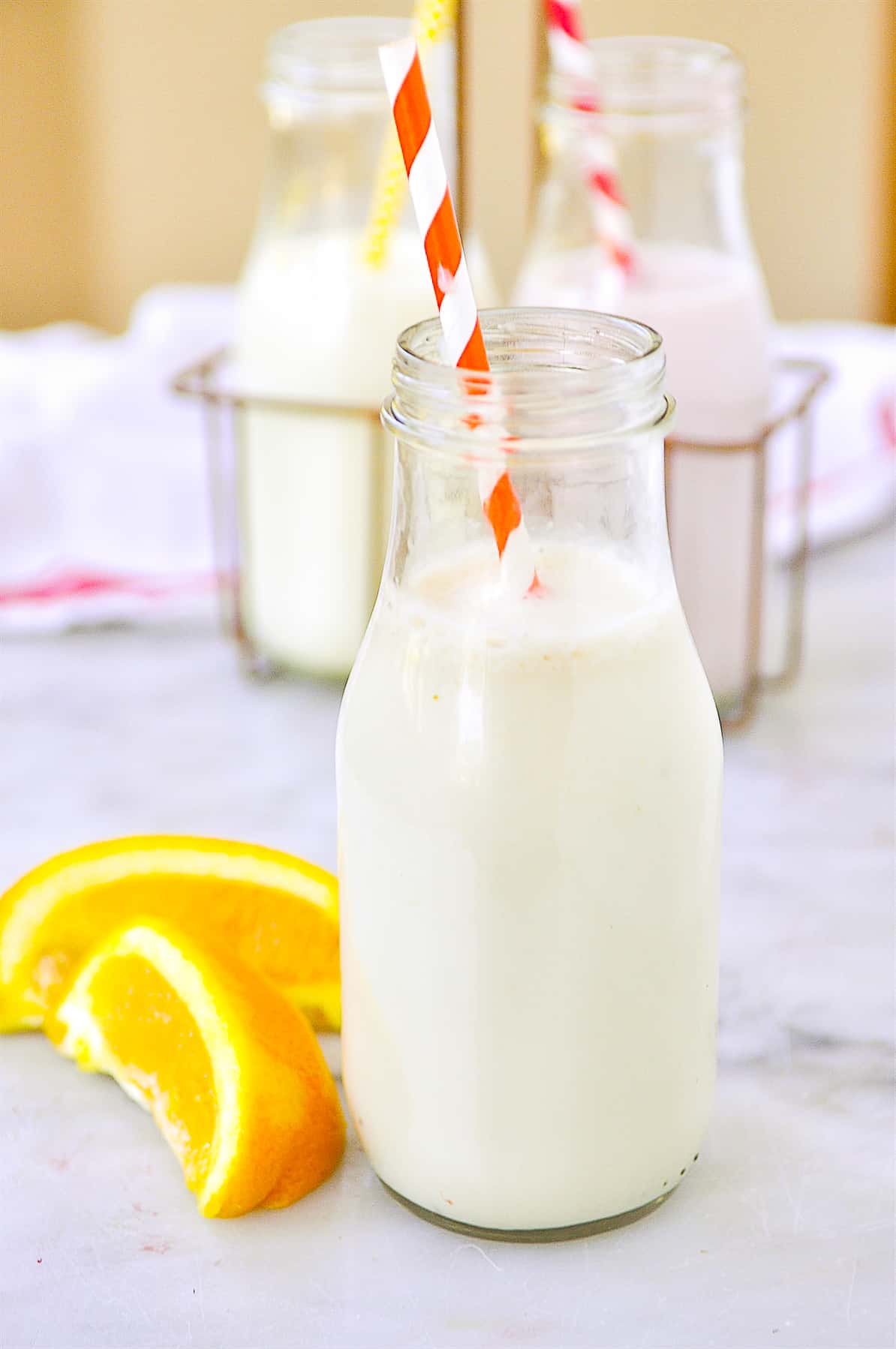 bottle of orange flavored milk
