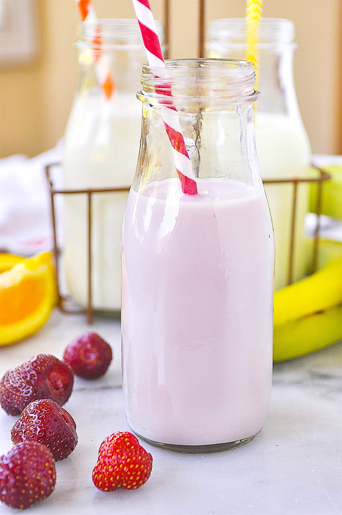 bottle of strawberry flavored milk