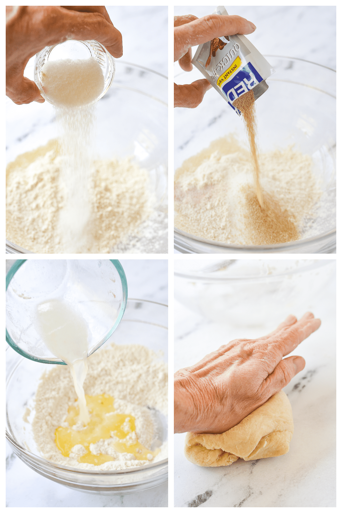 mixing up cinnamon roll dough