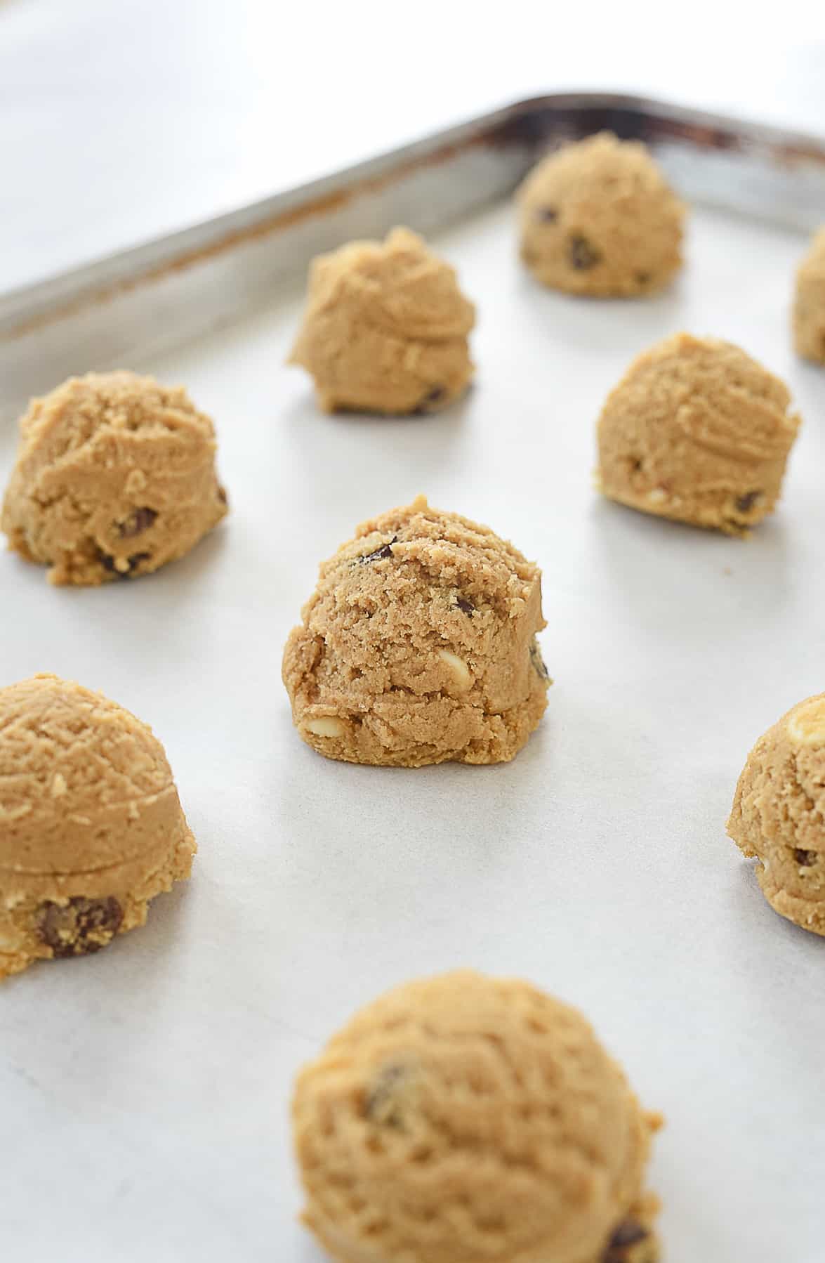 cookie dough on baking sheet