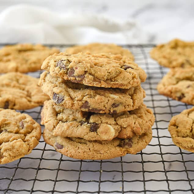 stack of malted chocolate chip cookies