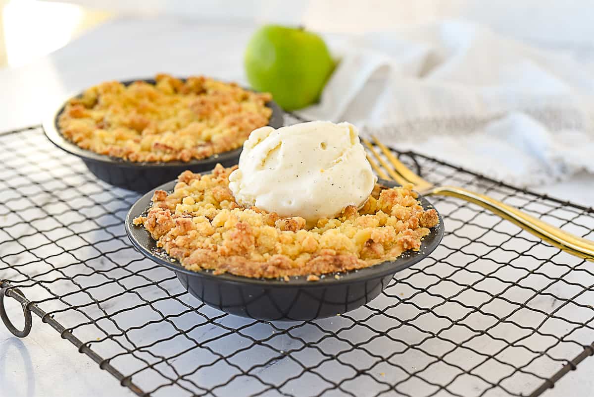 mini apple pie with ice cream on top