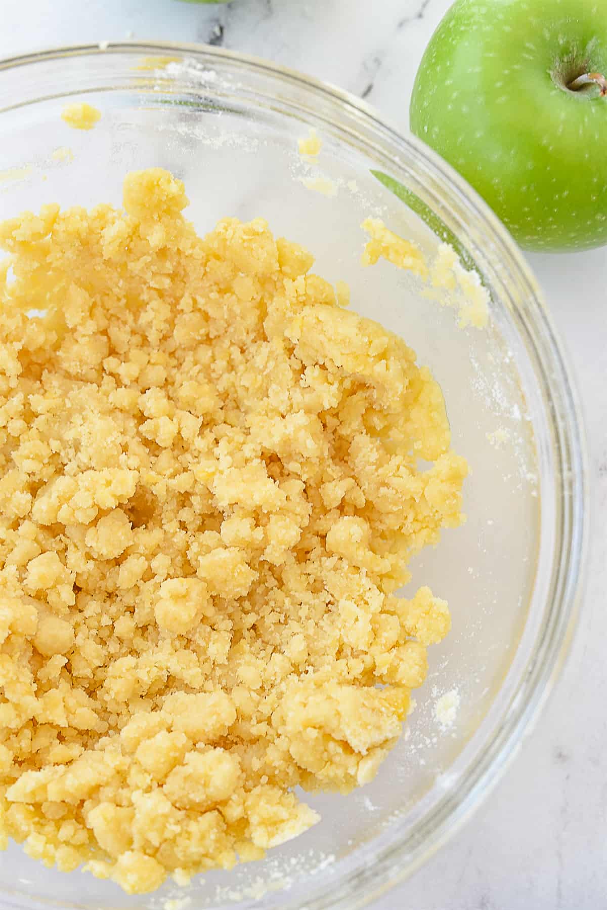 apple crumb topping in a bowl