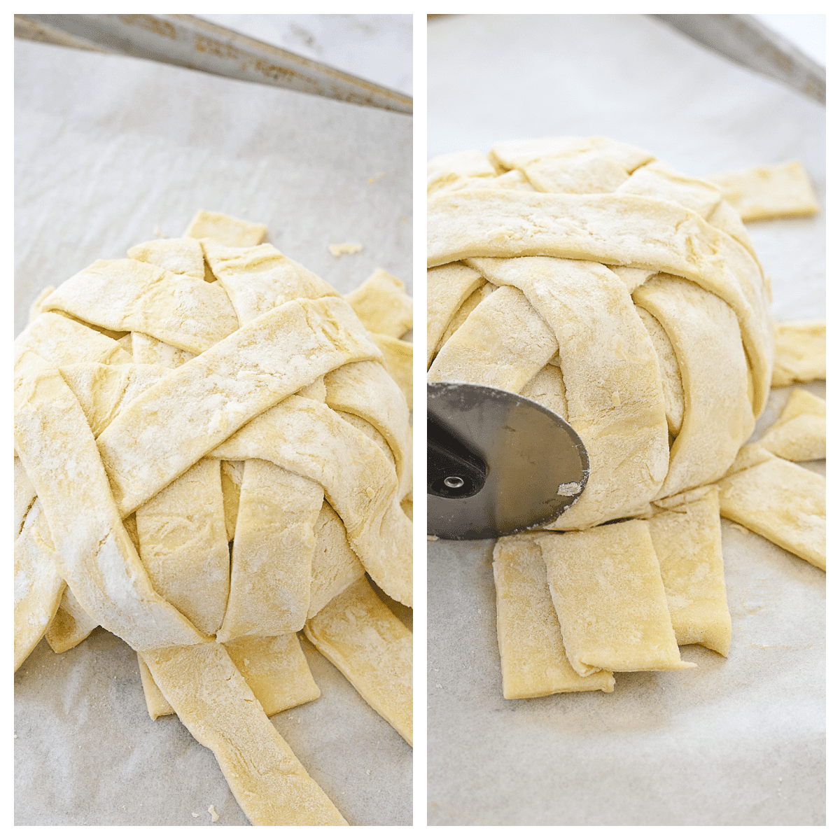 wrapping puff pastry over brie