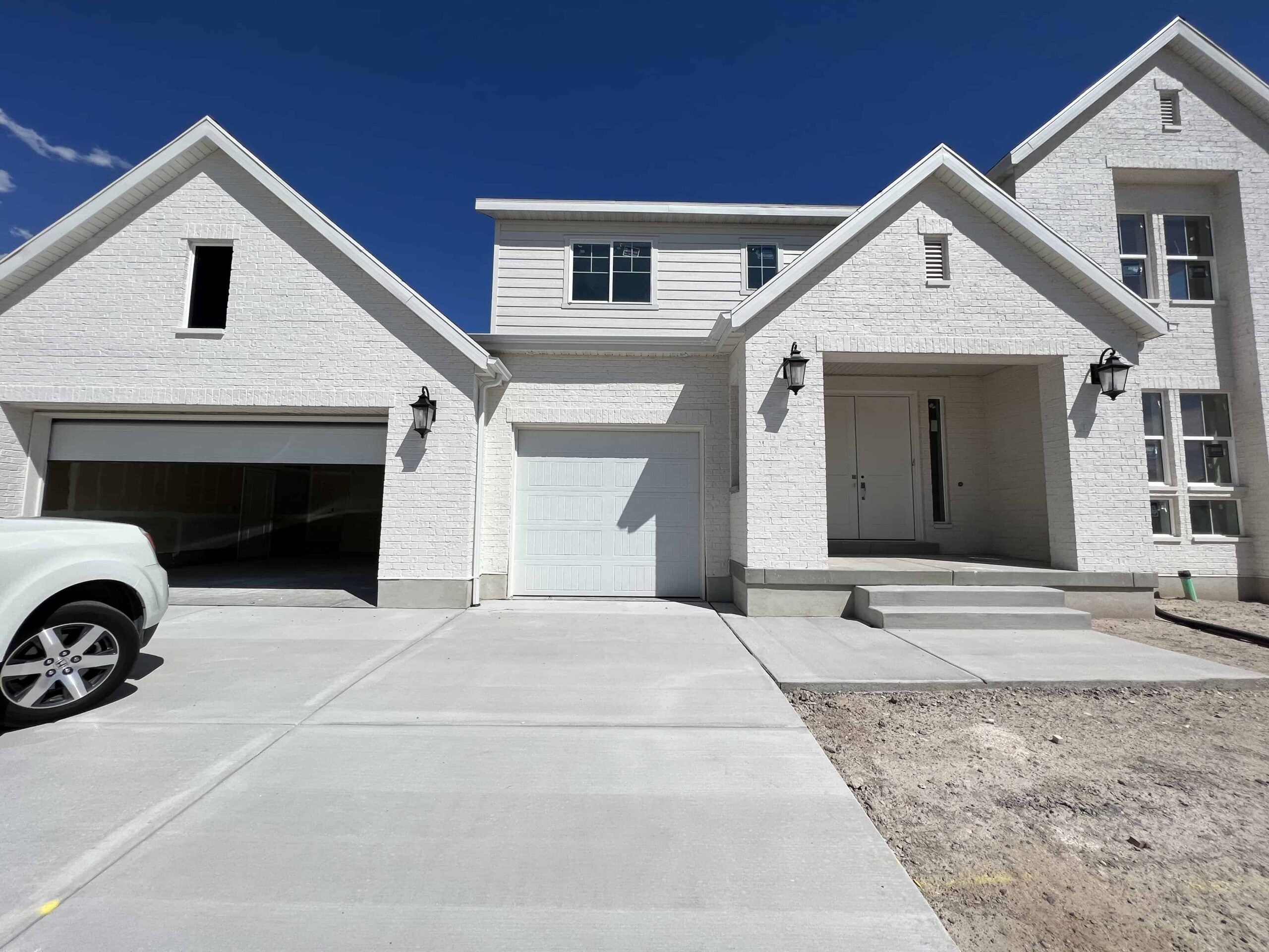 white brick house.