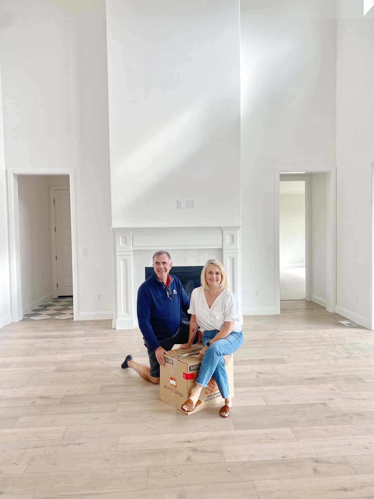 sitting on a box in new house