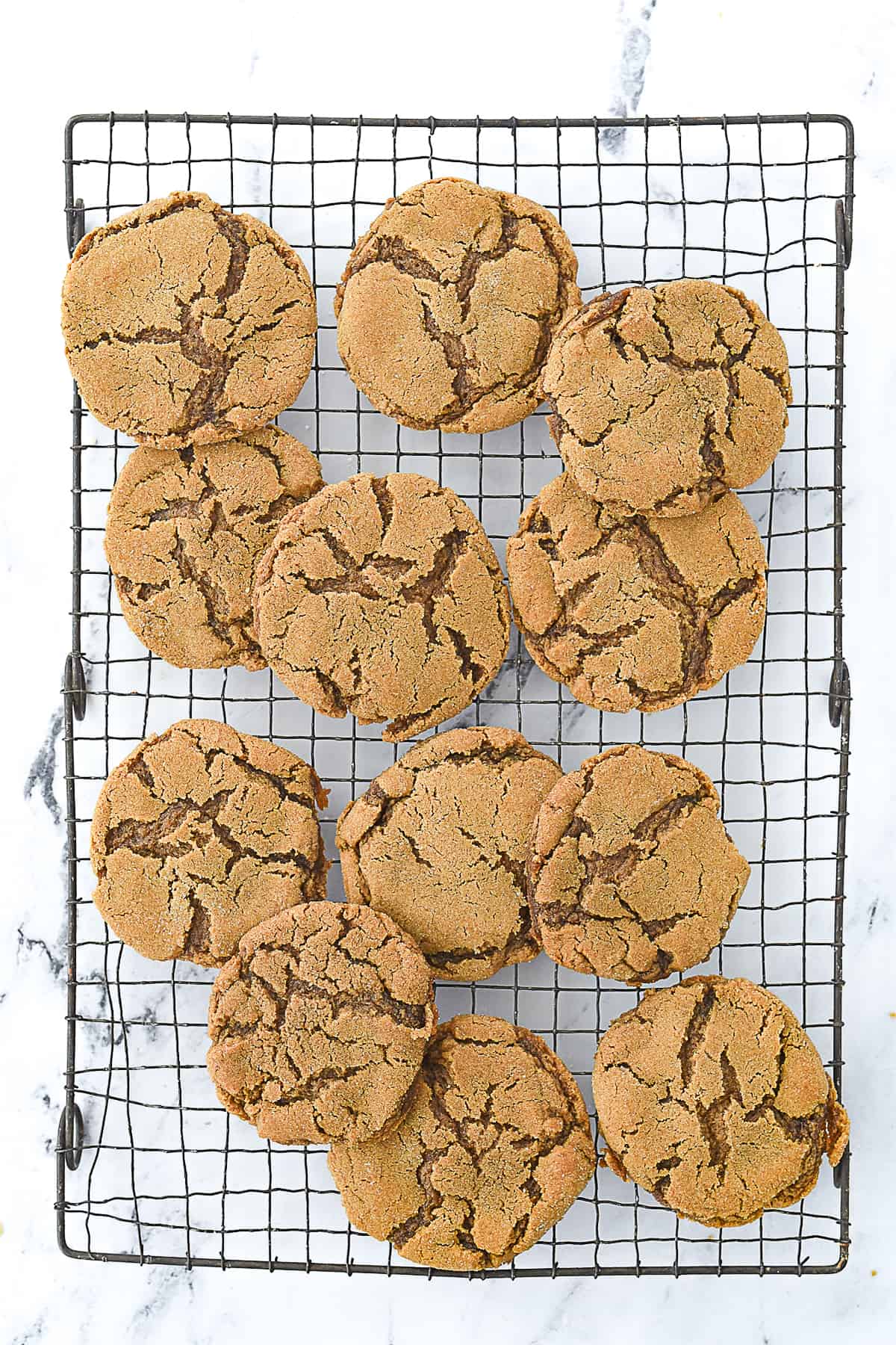 overhead shot of molasses cookies