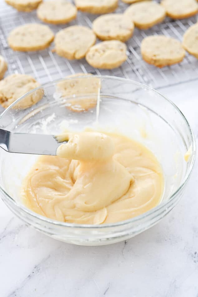 bowl of brown butter frosting