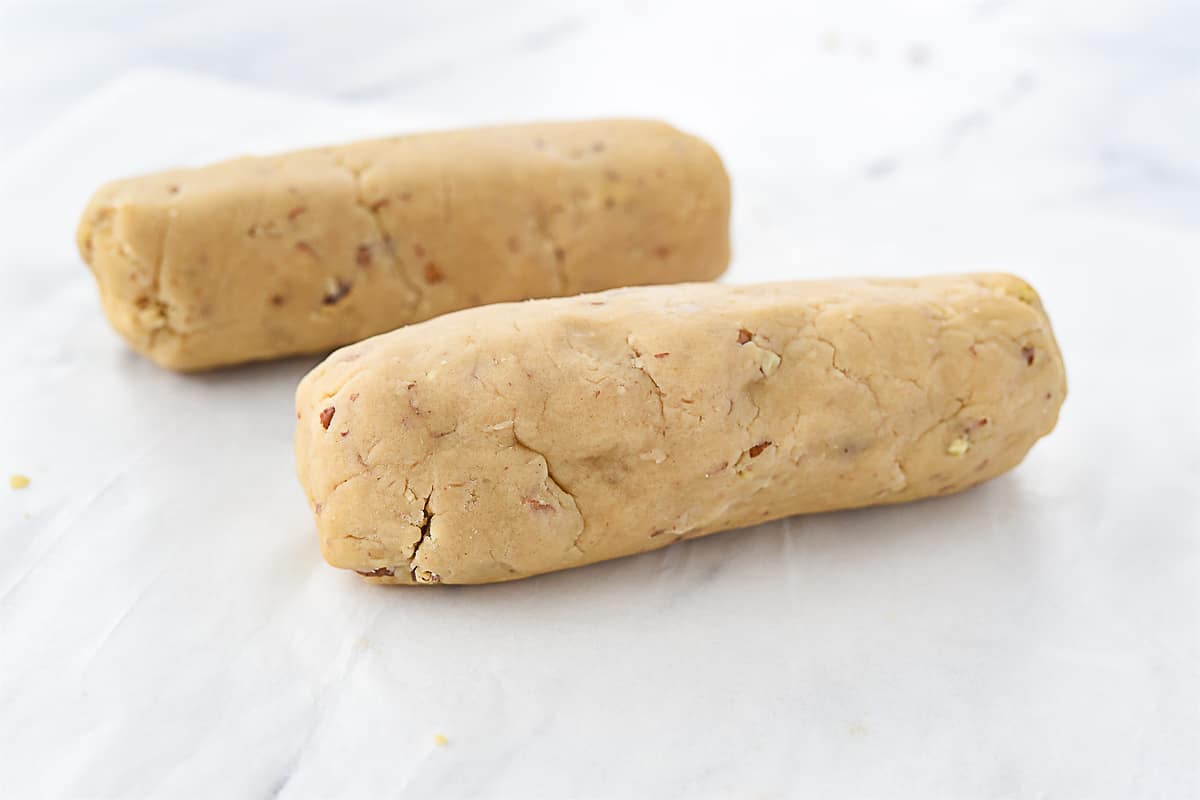 two logs of pecan sandies