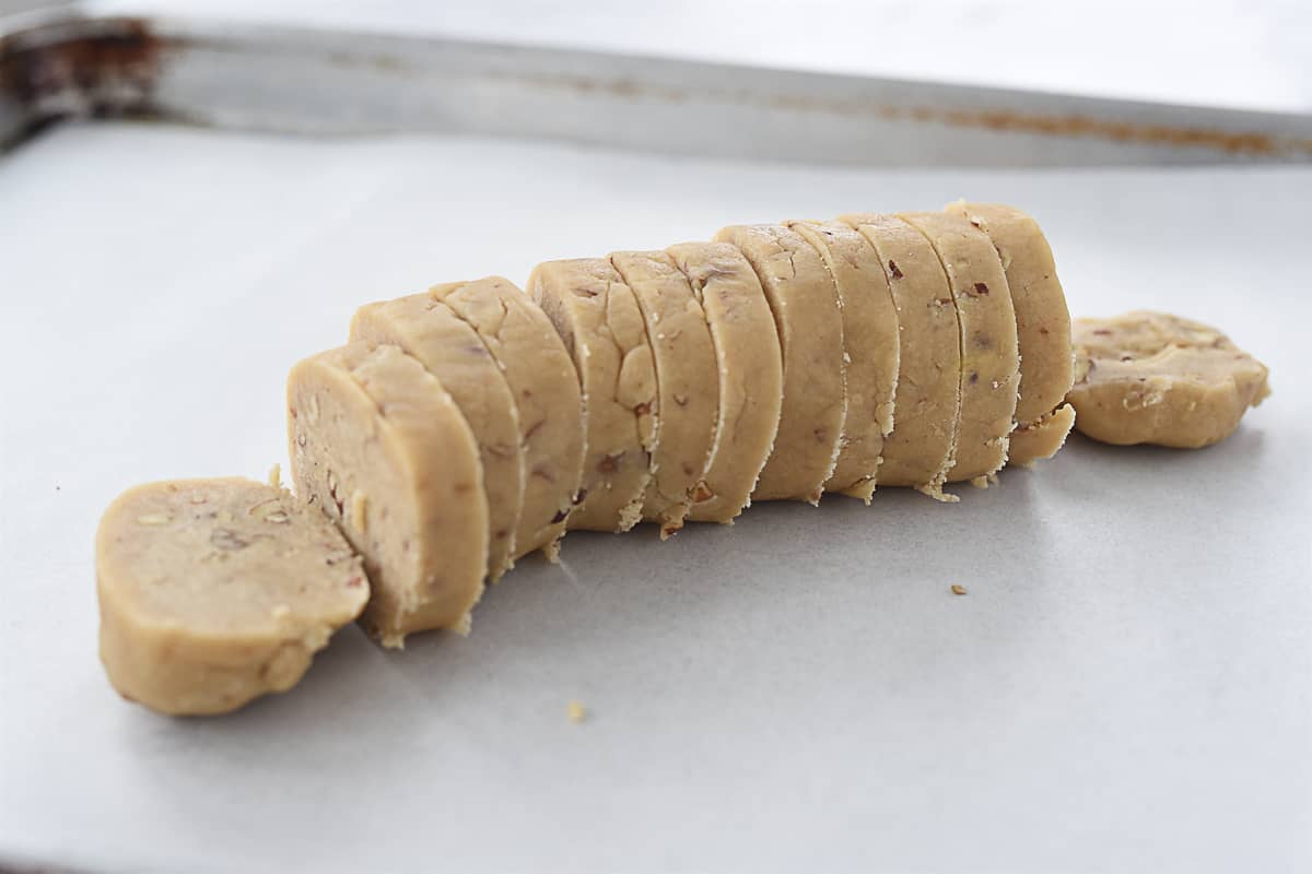 cutting dough into slices