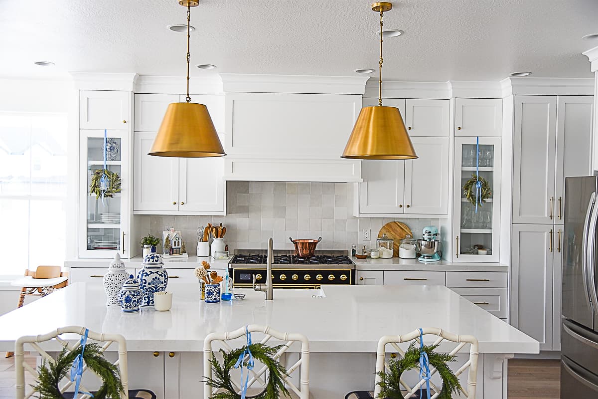 pendant lights over island
