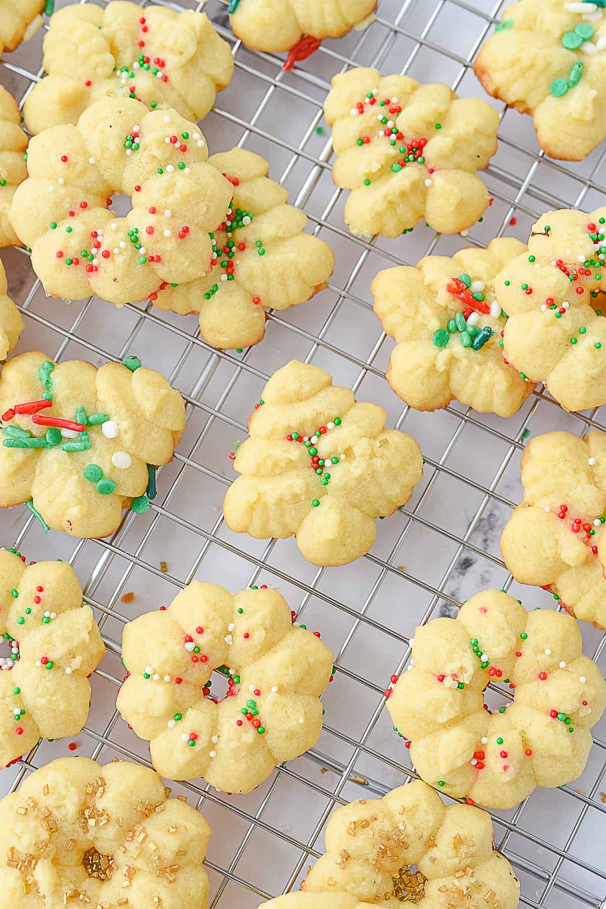 overhead shot of spritz cookies