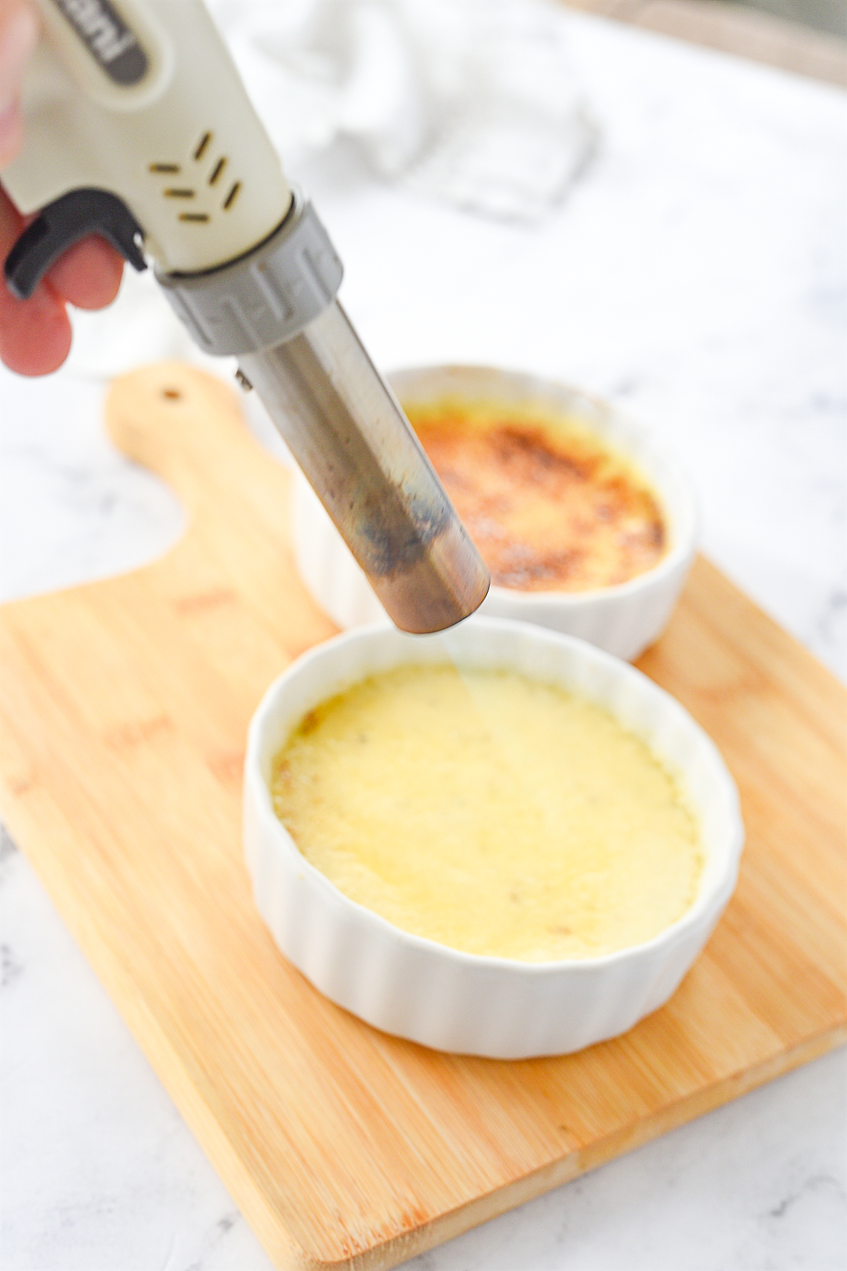 torching creme brulee