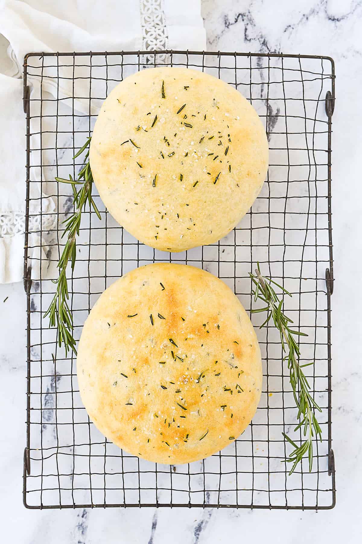 overhead shot of rosemary bread