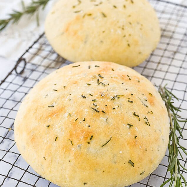 two loaves of rosemary bread