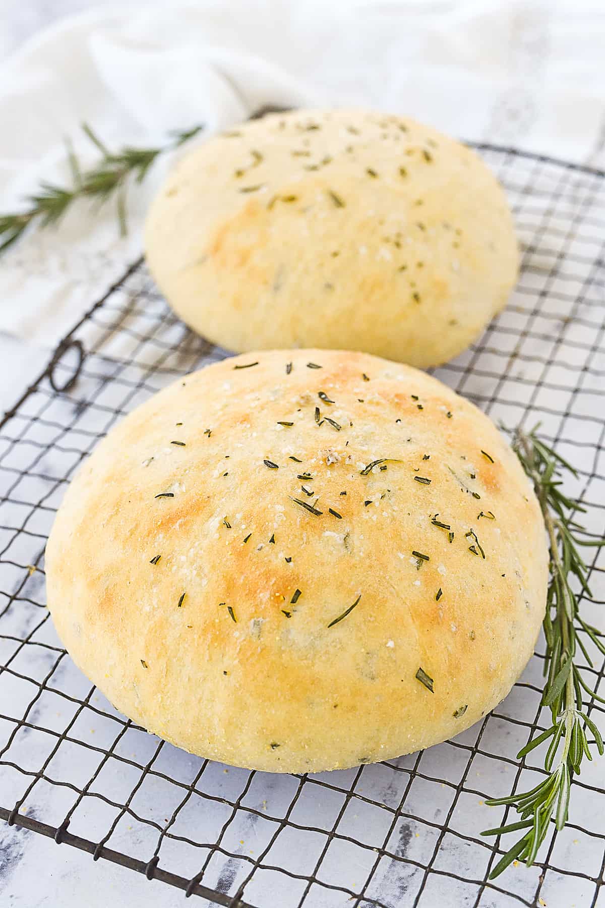 two loaves of rosemary bread