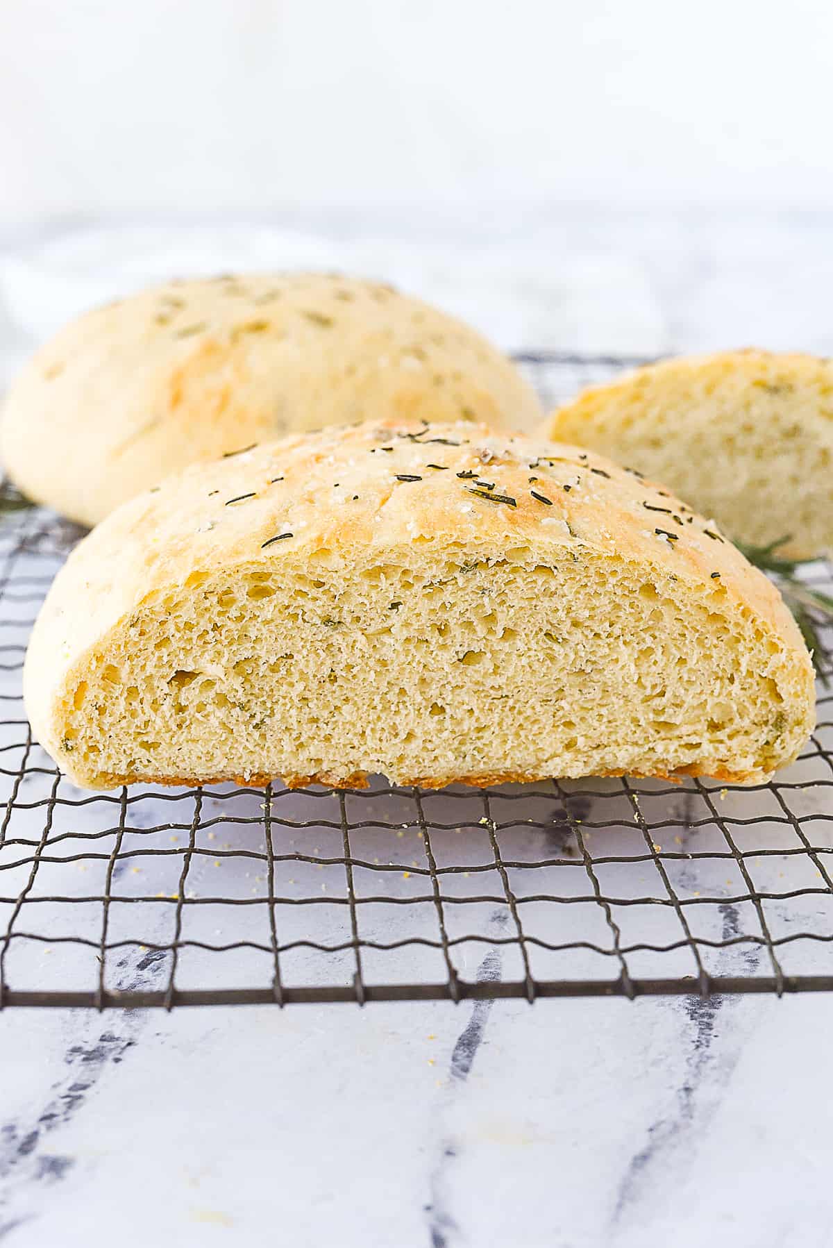 sliced loaf of rosemary bread