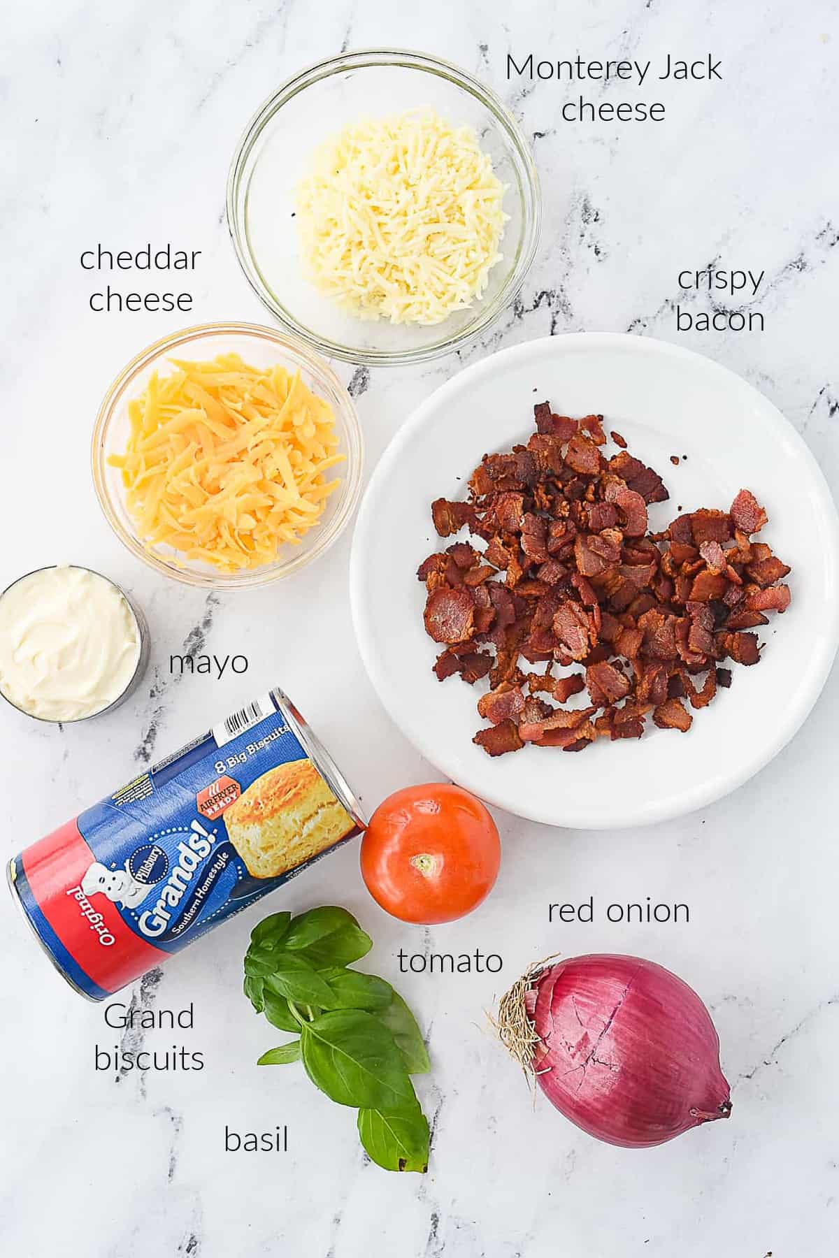 ingredients for tomato bacon cups