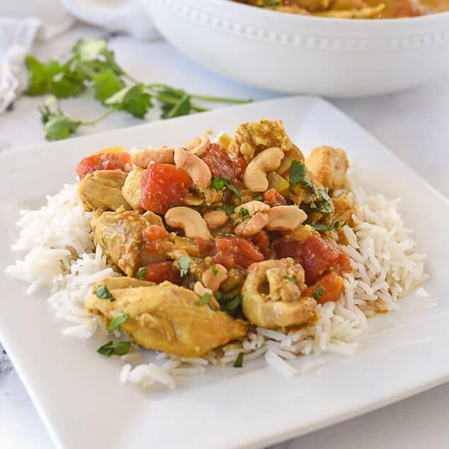 chicken korma over rice