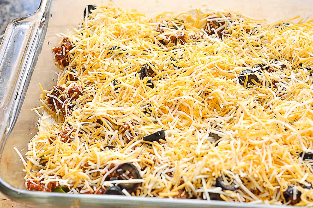 cheese on top of taco casserole