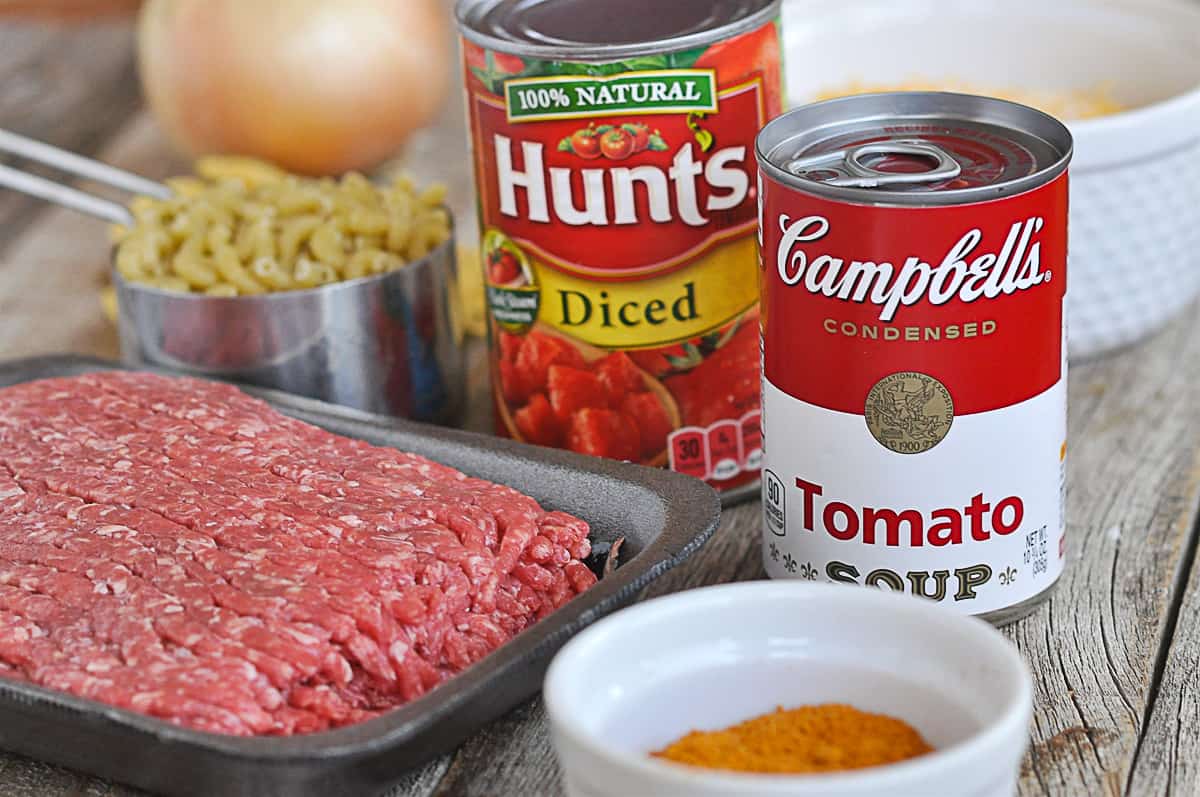cans and hamburger meat