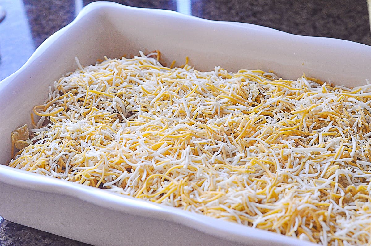 cheese layer of taco pasta bake