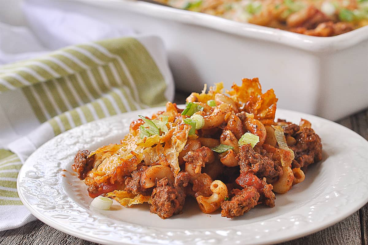 plate fjull of taco pasta bake