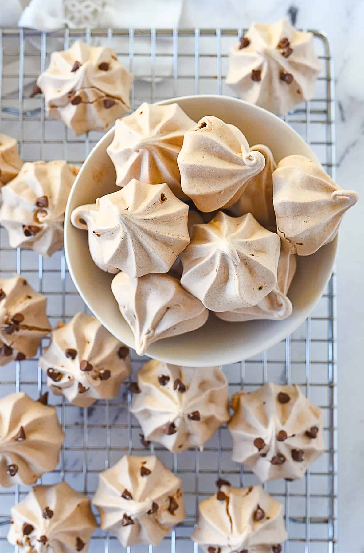 overhead shot of chocolate meringue cookies