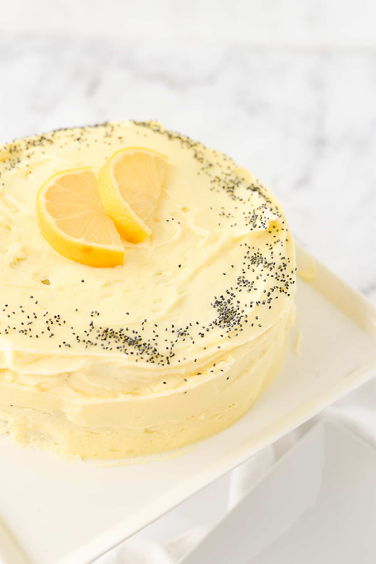 top view of lemon poppyseed cake