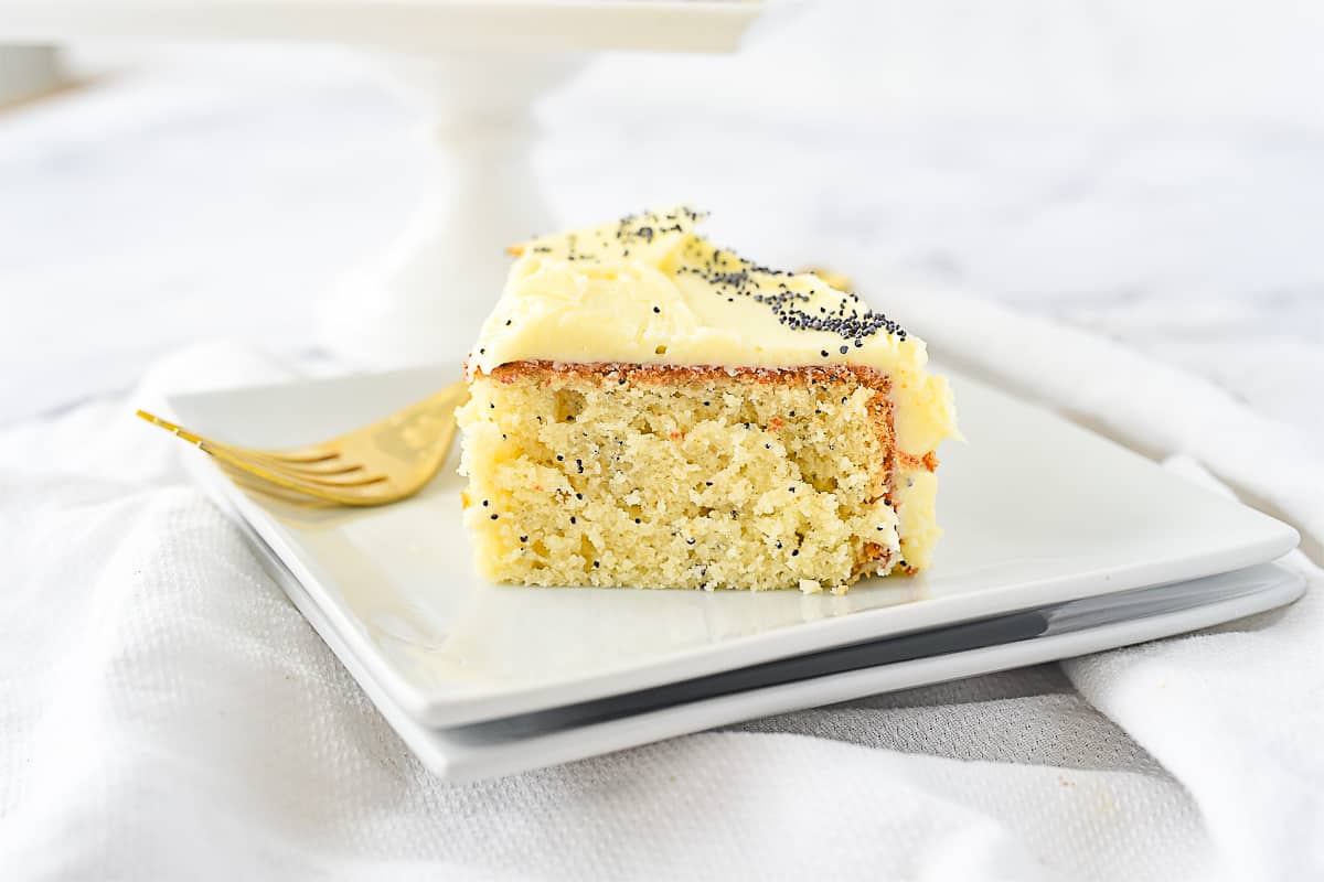 slice of lemon poppyseed cake