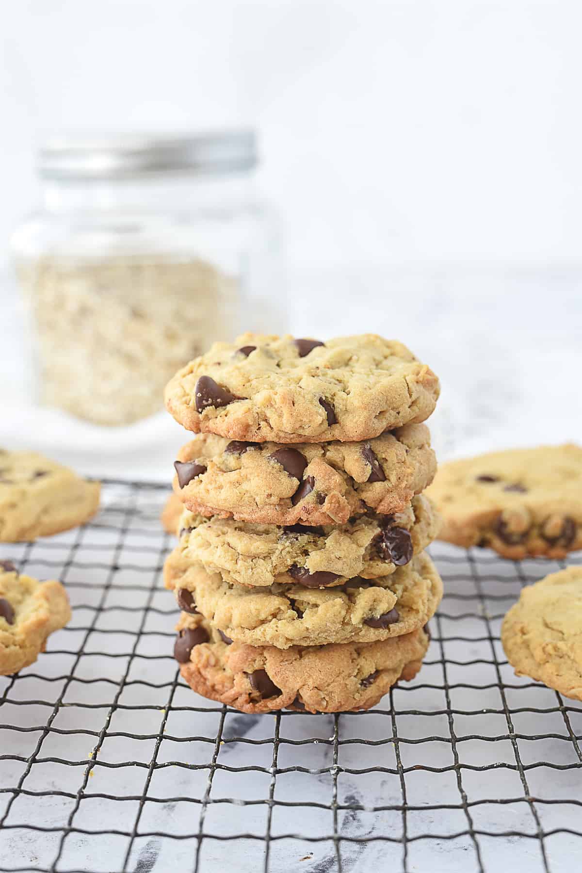 stack of oatmeal chocolate chip cookies