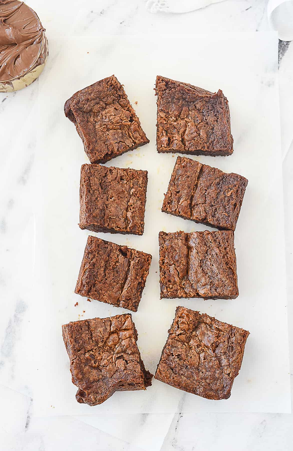 overhead shot of nutella brownies