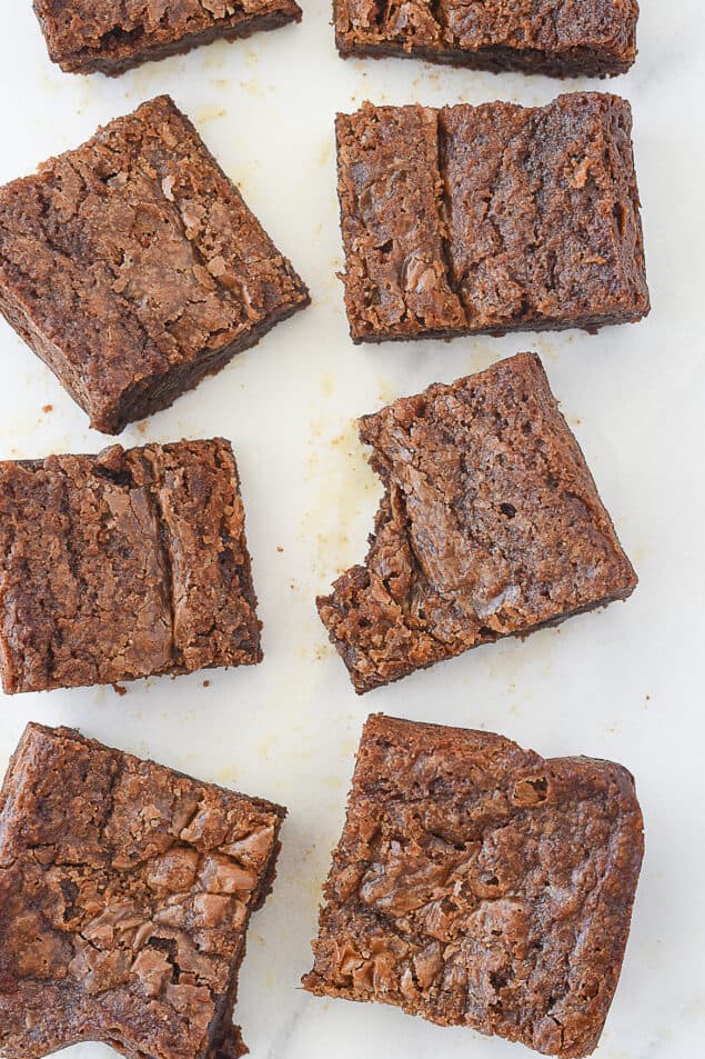 overhead closeup of brownies
