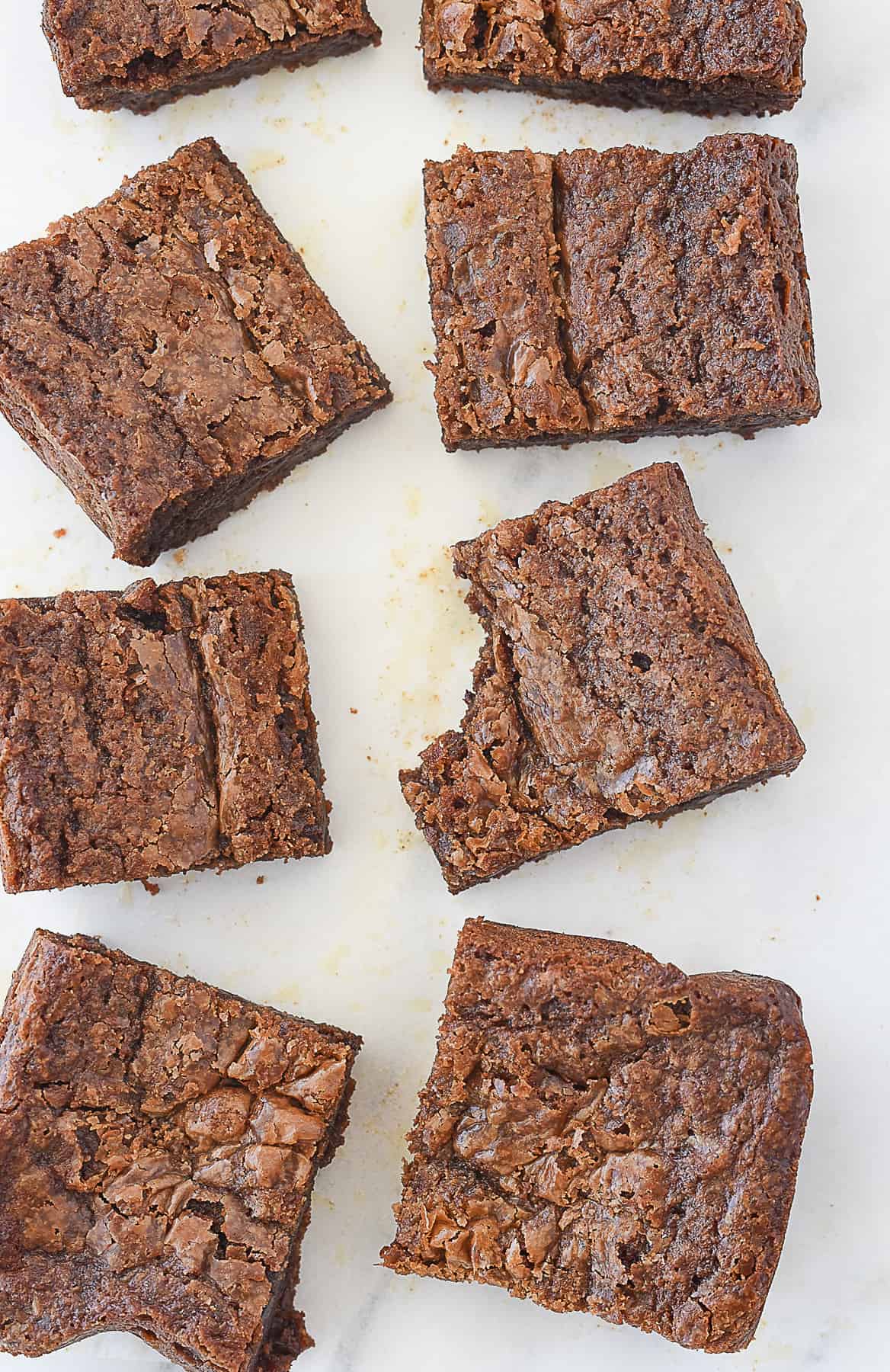 overhead closeup of brownies