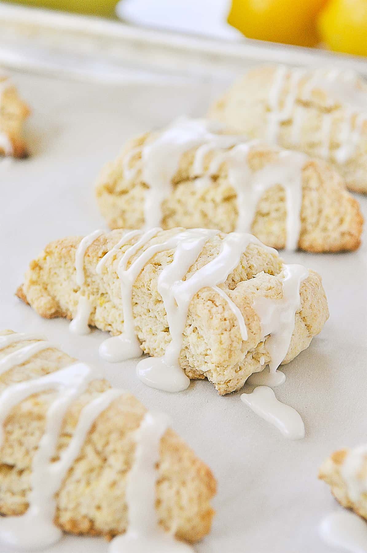 lemon scones drizzled with glaze